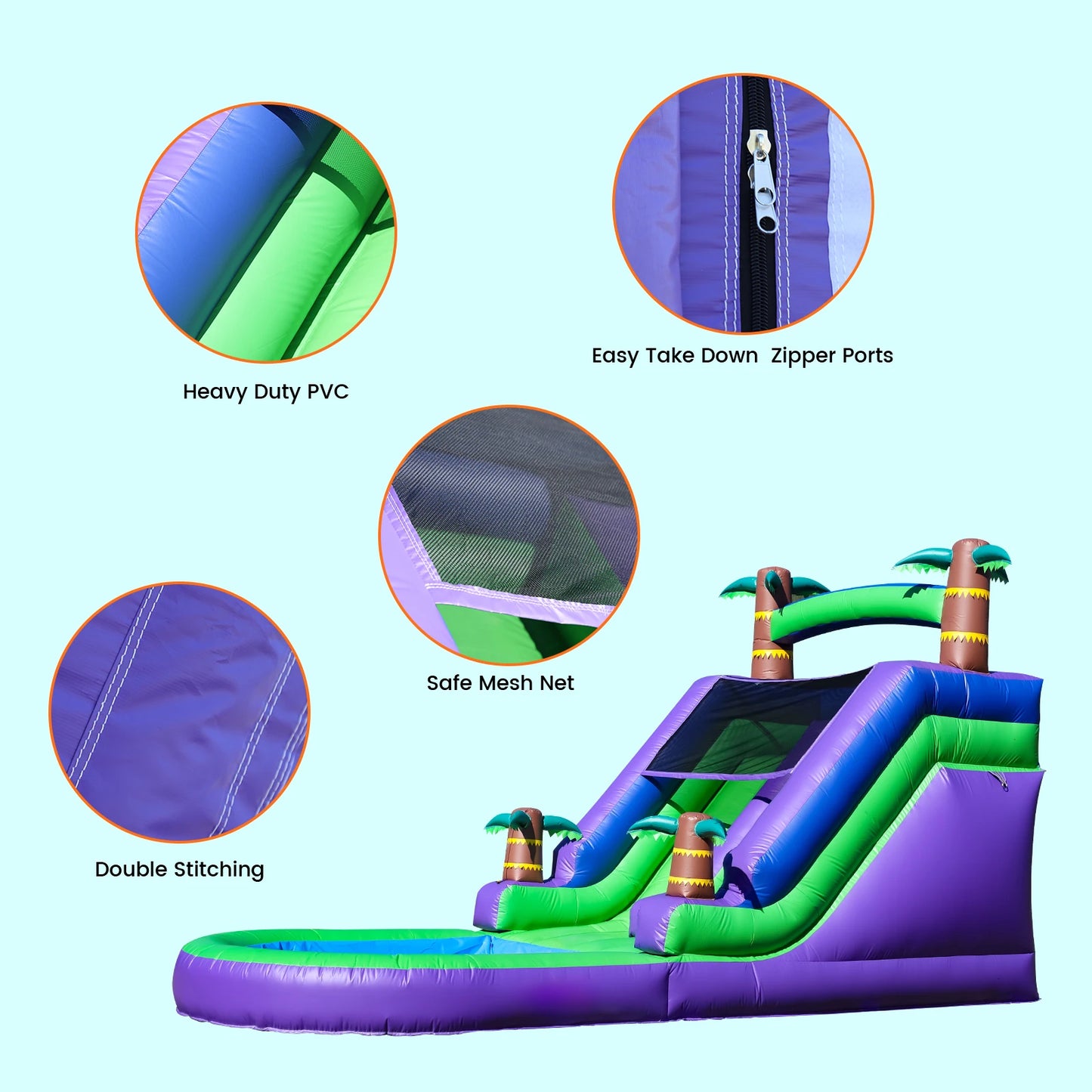 RTS Inflatable PVC Bounce House Tropical Water Slide