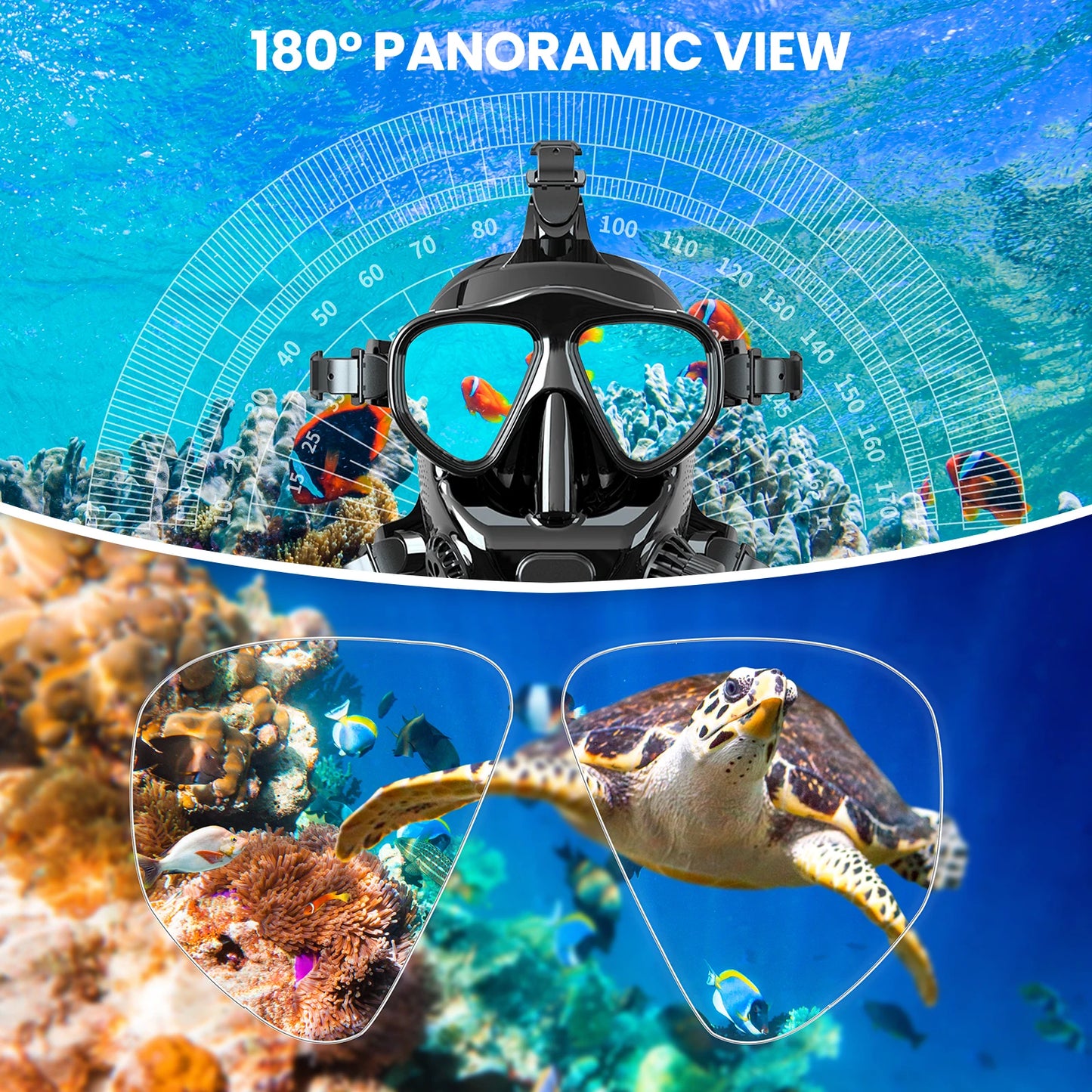 TUDIVING Full Face Diving Mask With Camera Mount For Adults
