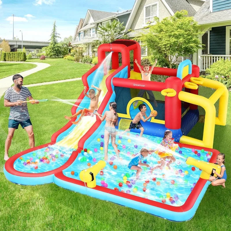 Inflatable Water Slide Castle With Splash Pool For Kids