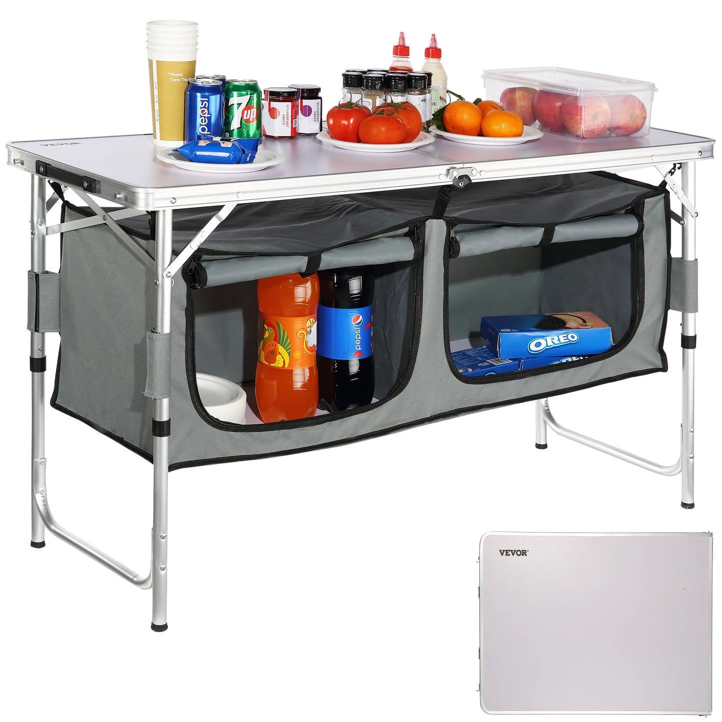 VEVOR Quick-Set Folding Camping Kitchen Table for Outdoor Picnics and BBQ