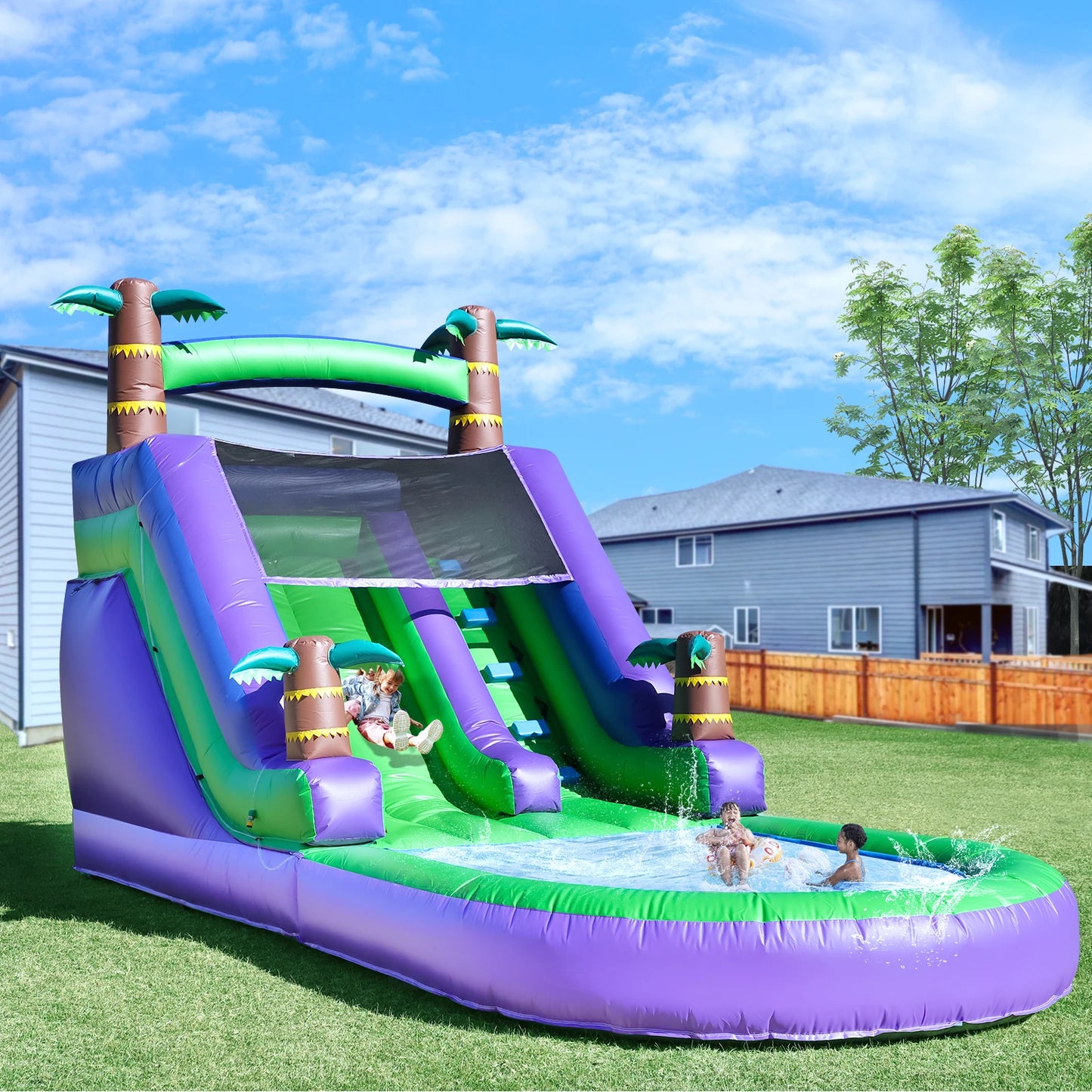 RTS Inflatable PVC Bounce House Tropical Water Slide
