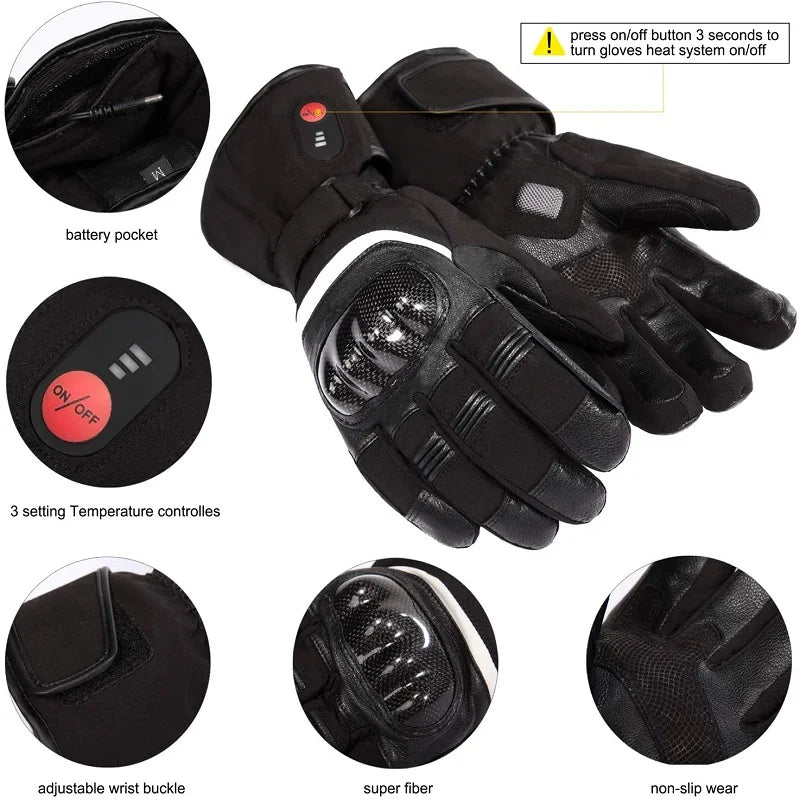 Savior Heat Winter Motorcycle Heated Gloves Waterproof