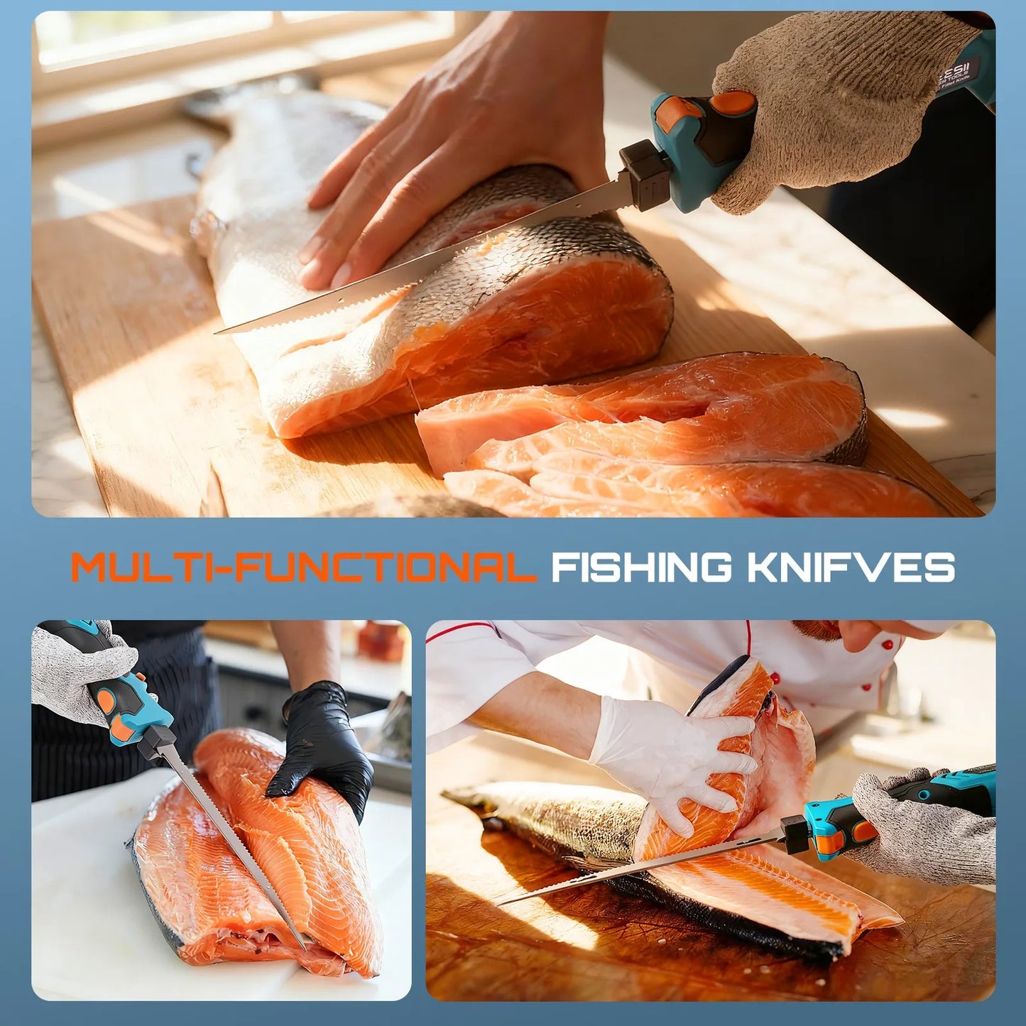 Seesii Electric Fillet Knife Cordless With Dual 2000mAh Batteries