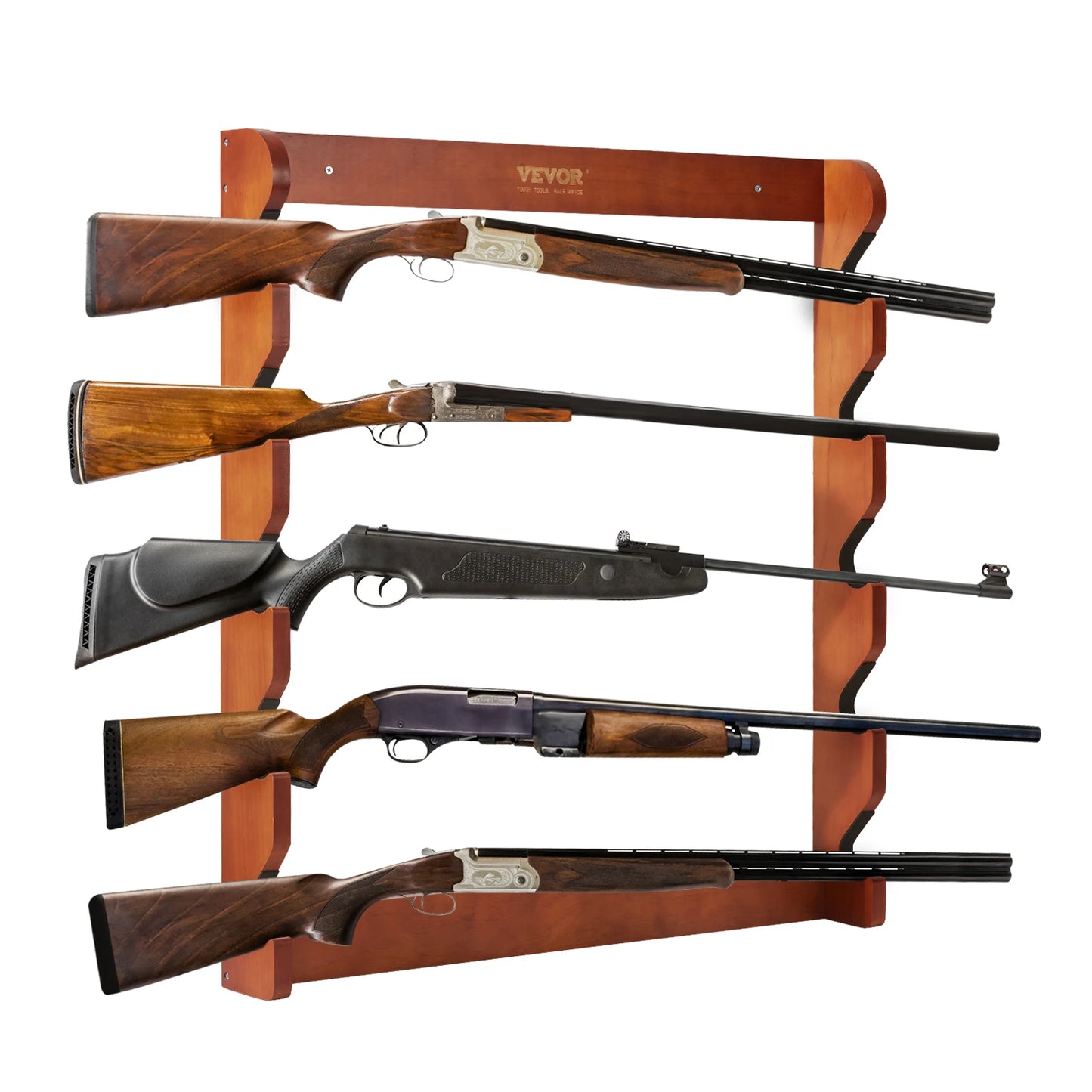 VEVOR Wall Mounted Wood Gun Rack For 5 Guns Padding