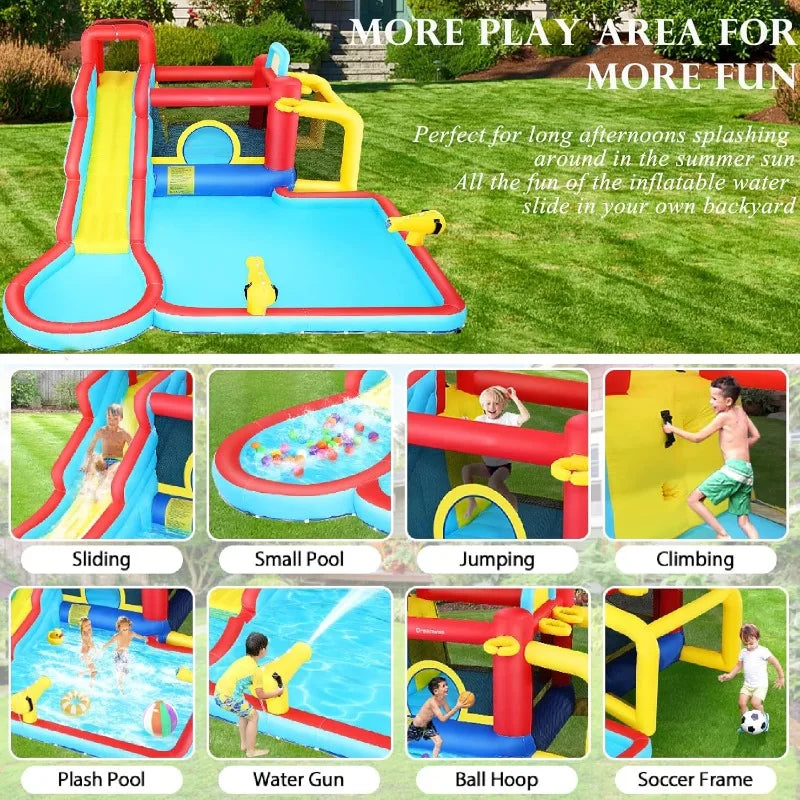 Inflatable Water Slide Castle With Splash Pool For Kids