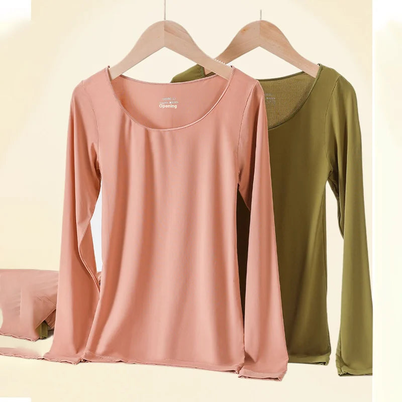 NONECN Womens Thermal Long Sleeve Bottoming Shirt Top
