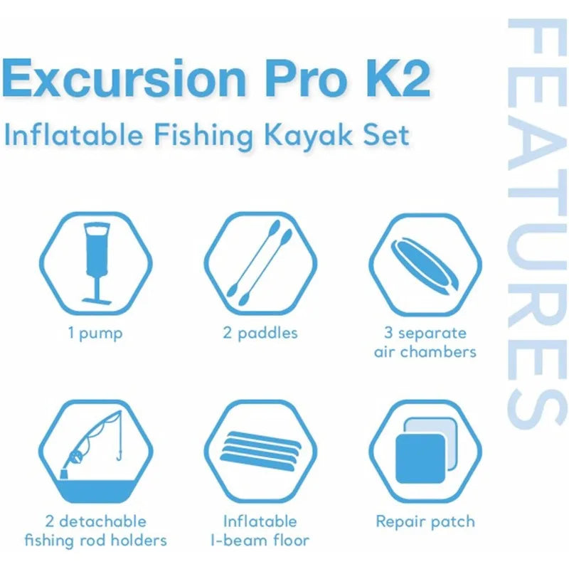 Excursion Pro K2 Inflatable Kayak Set With Deluxe Paddles