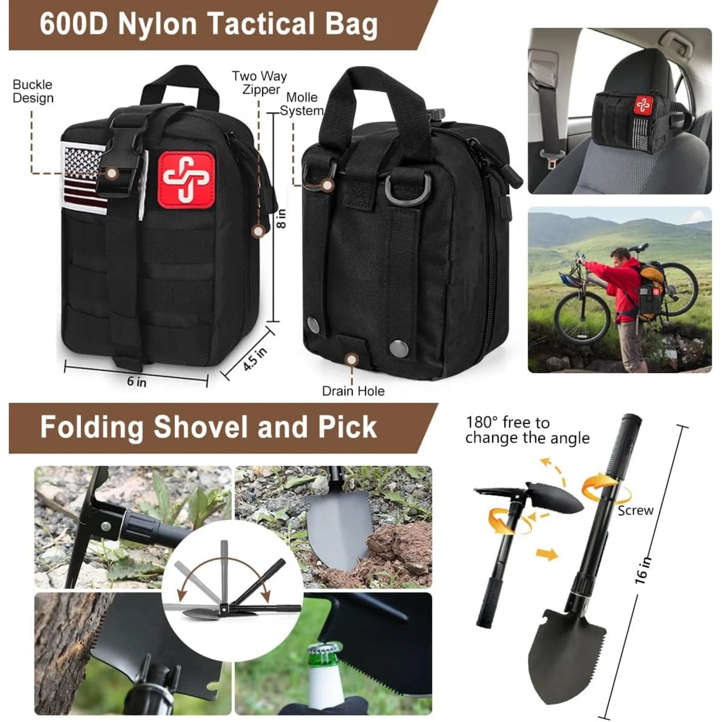 Hign-Concerned 238Pcs Emergency Survival Kit Tactical Molle