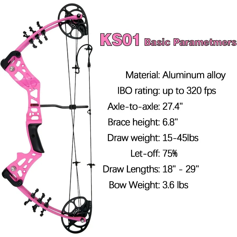 Youth Compound Bow Set For Teens With Archery Gear Max 260fps Speed Adjustable Right
