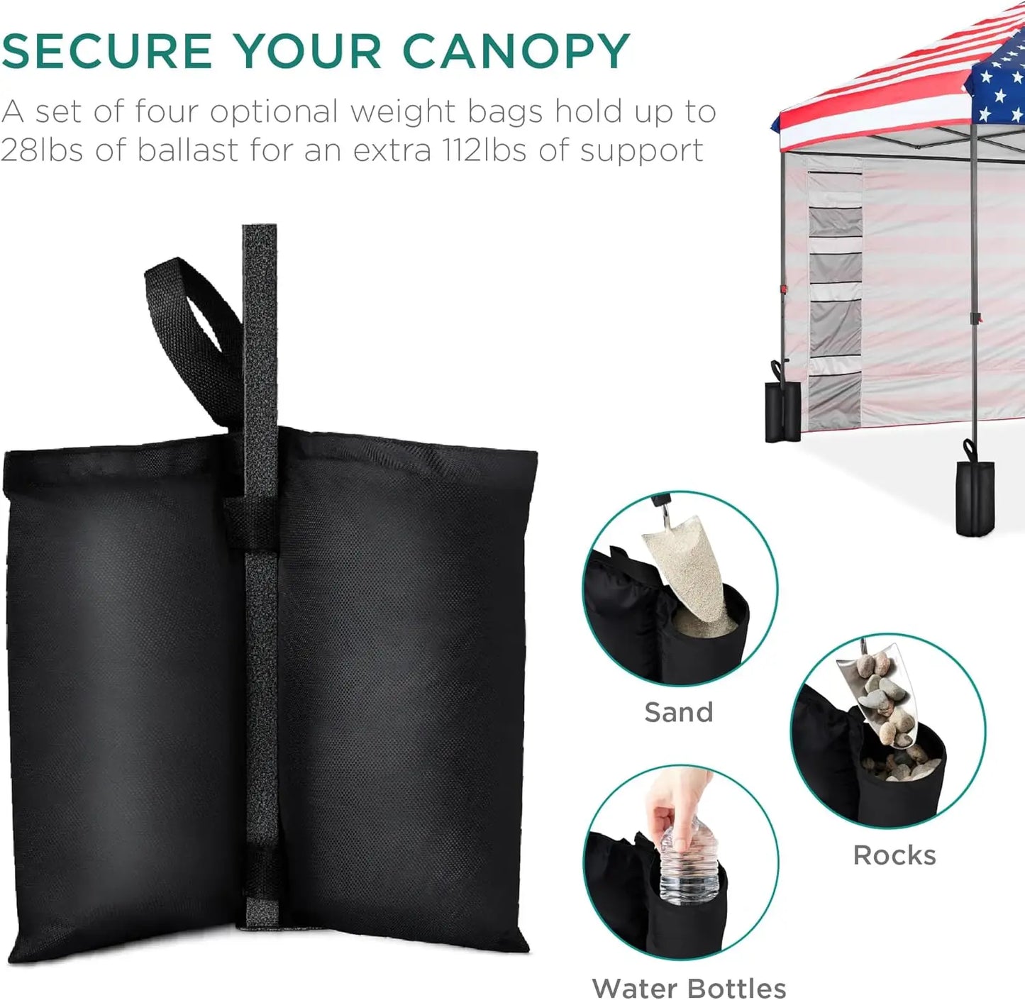 Feature Easy Pop Up Canopy With Side Wall American Flag