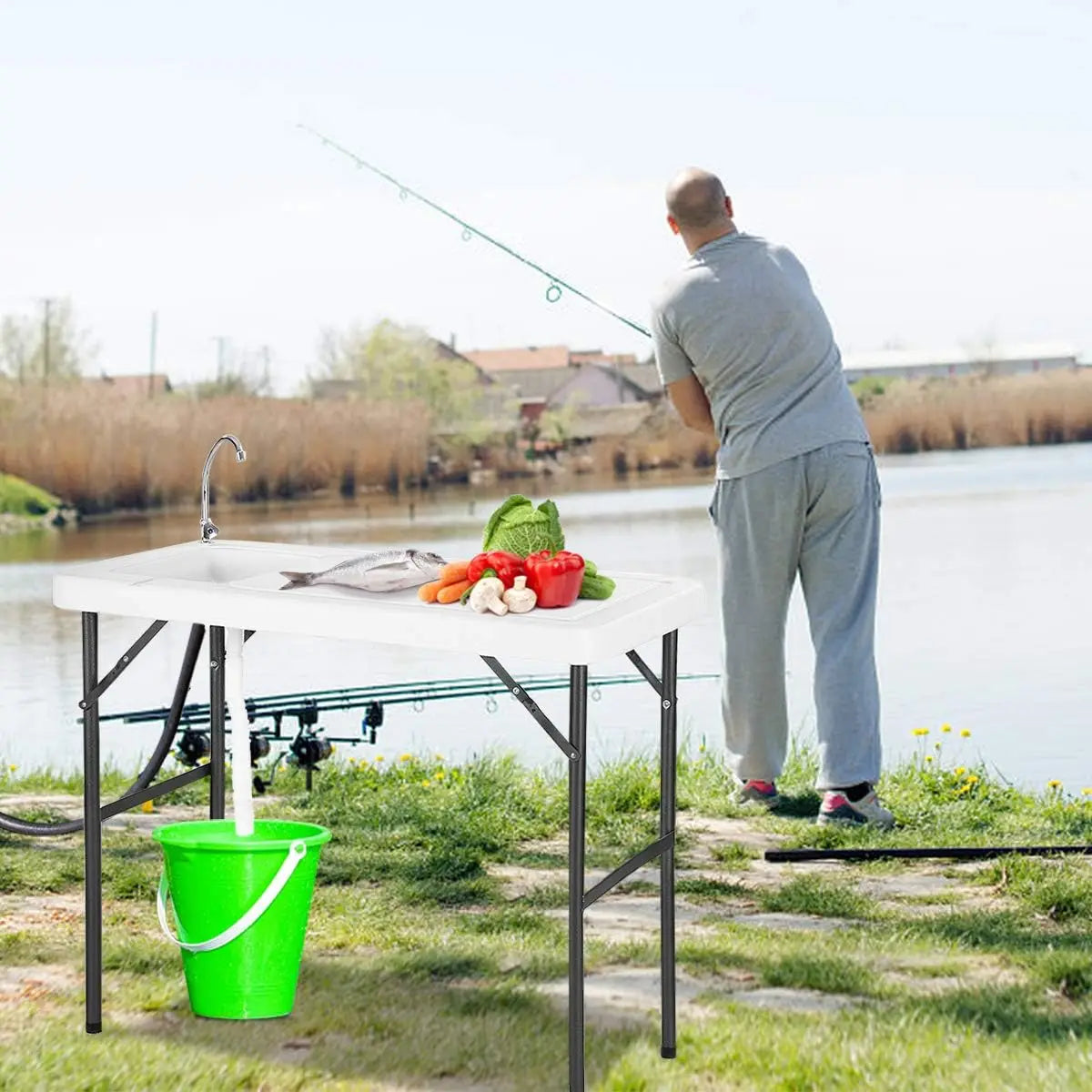 Hign-concerned Portable Fish Cleaning Table With Sink