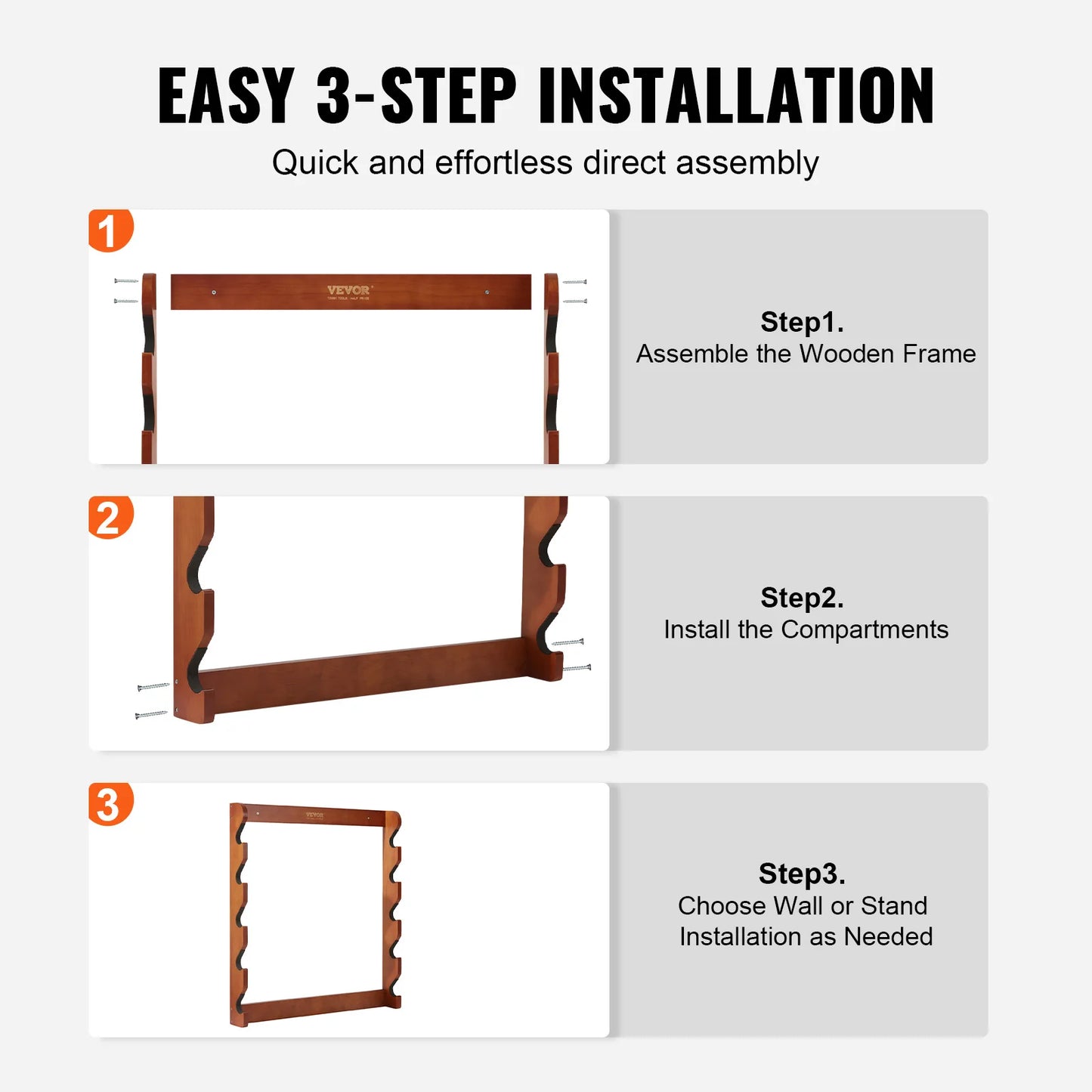 VEVOR Wall Mounted Wood Gun Rack For 5 Guns Padding