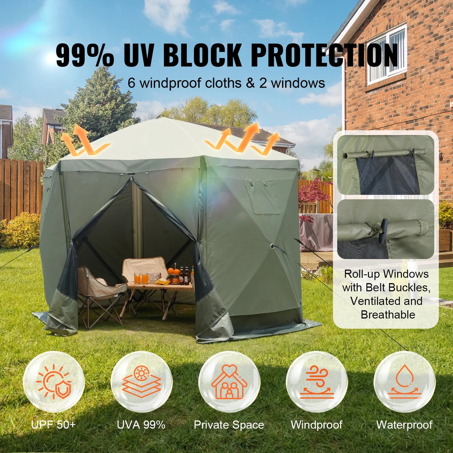 SucceBuy Pop Up Gazebo Tent With Mesh Windows Outdoors