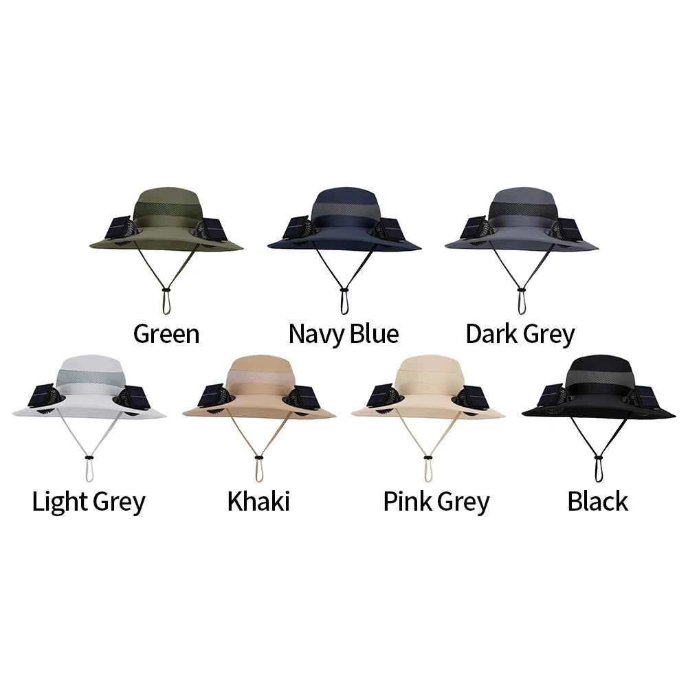 Brim Wide Brim Solar Fan Hat With USB Charging Fans