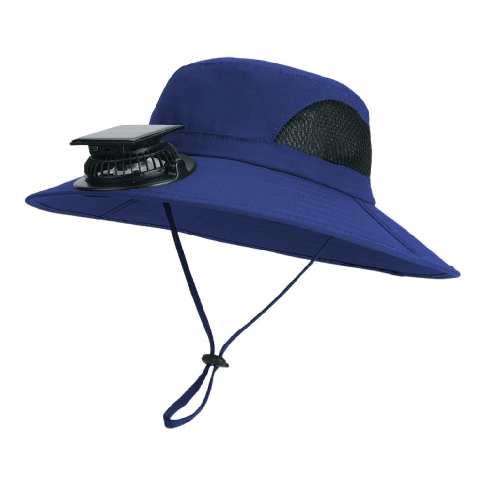 Brim Wide Brim Solar Fan Hat With USB Charging Fans