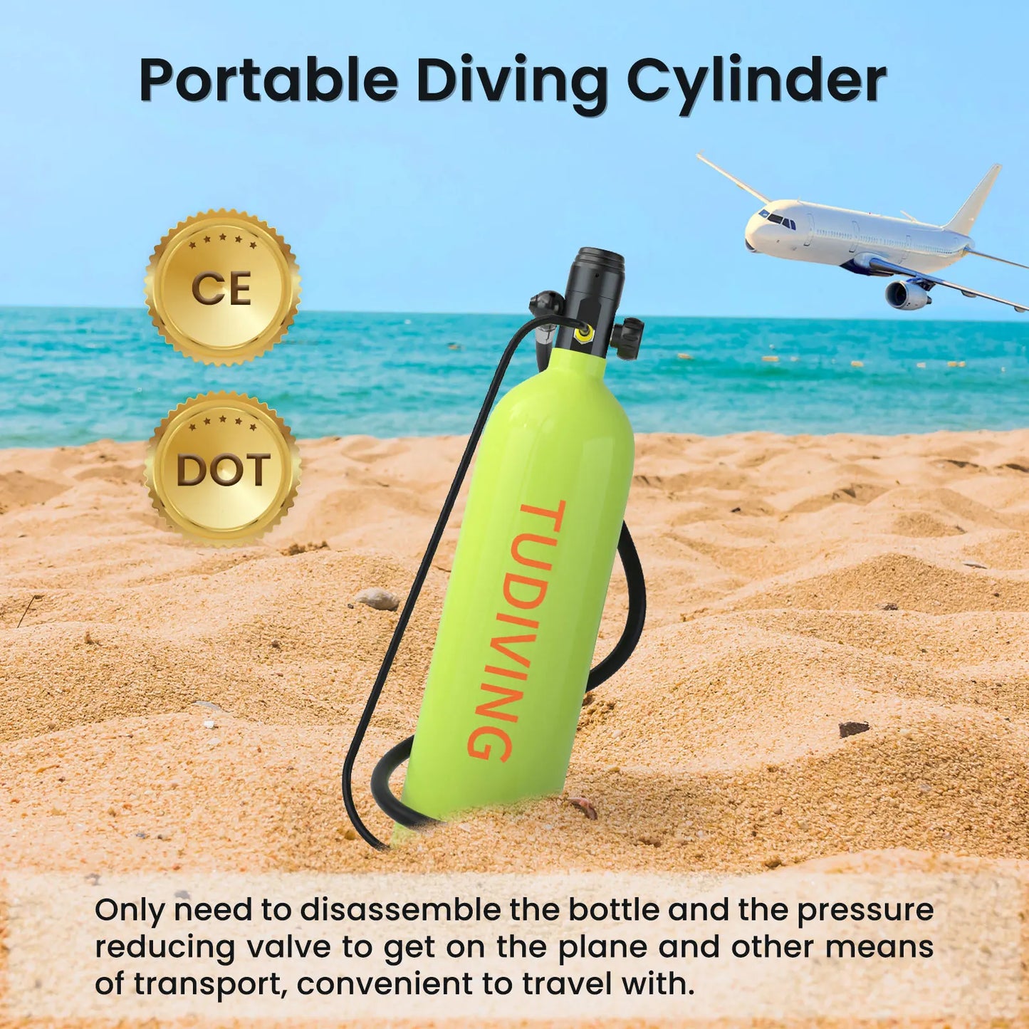 TUDIVING 2L Portable Scuba Tank Support For Prolonged BreathDurationPerformanceEnhancement