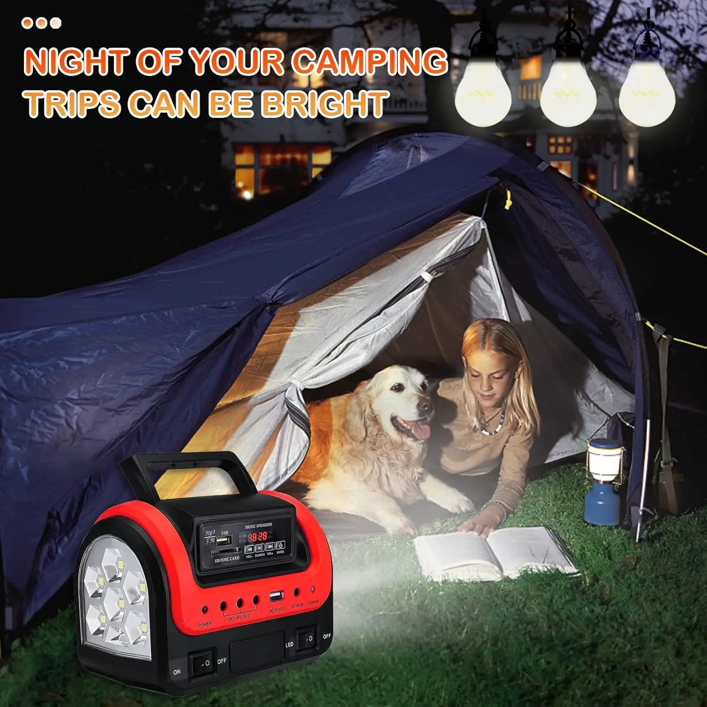 Portable Solar Power Station LiFePO4 Battery 12500mAh USB DC Outlets