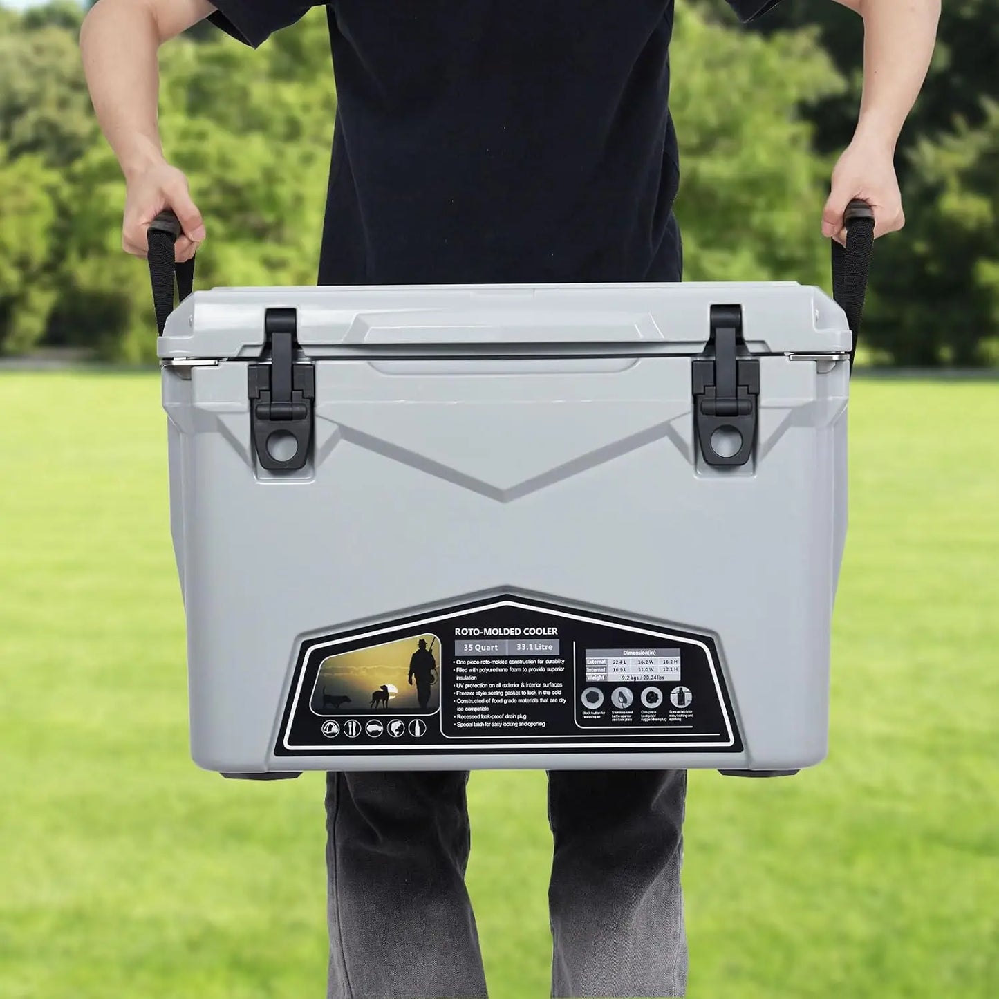 Twister.CK Heavy Duty Portable Ice Cooler for Camping, Fishing, and Picnics
