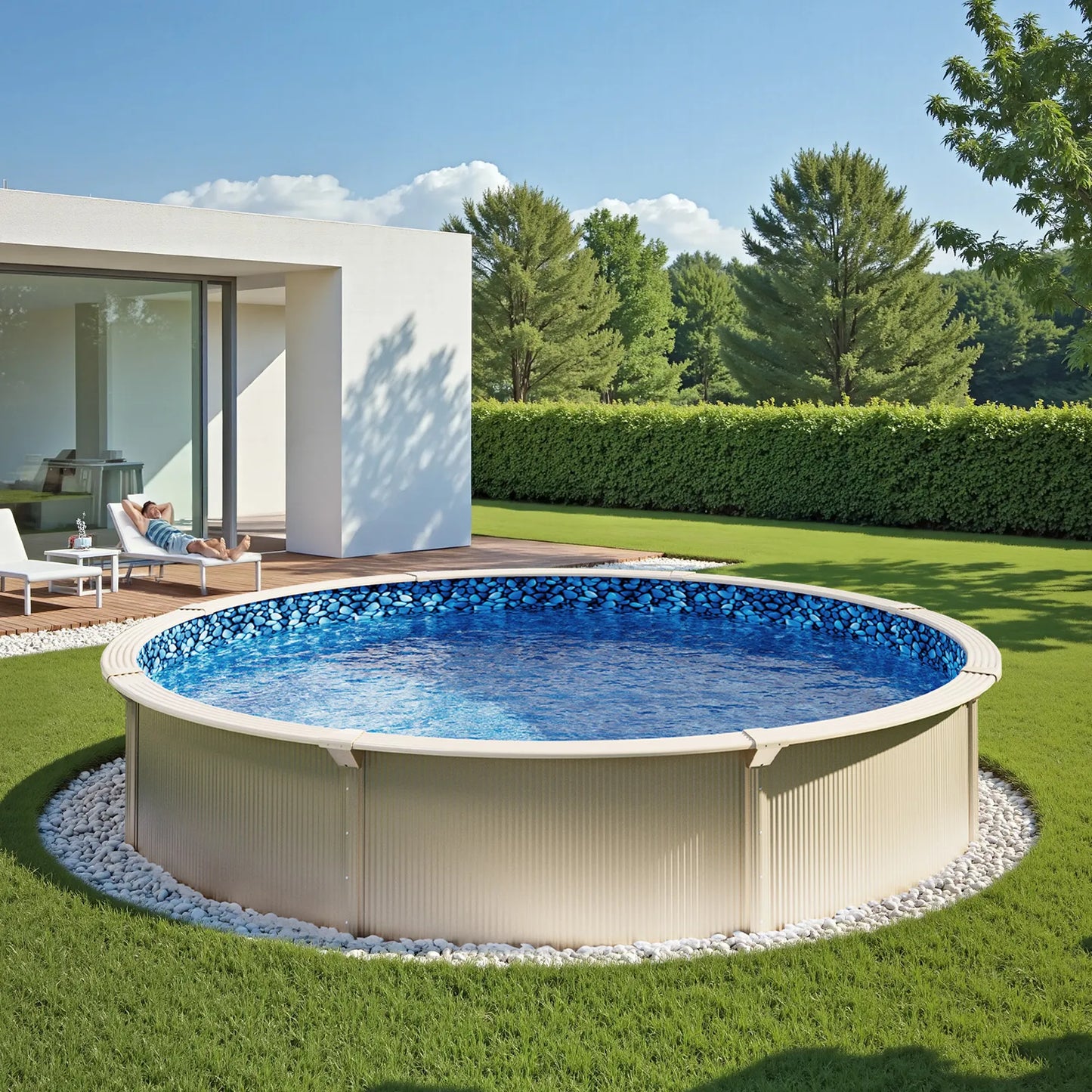 Round Pool Liner Unibead Style Durable Vinyl Aboveground Pools