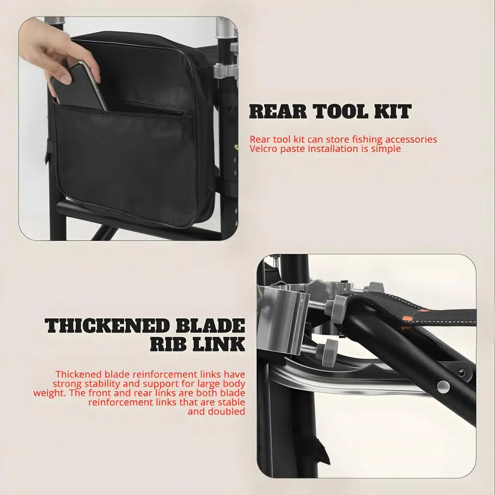 Fold Rise Fall Fishing Chair With Backrest Rod Holder