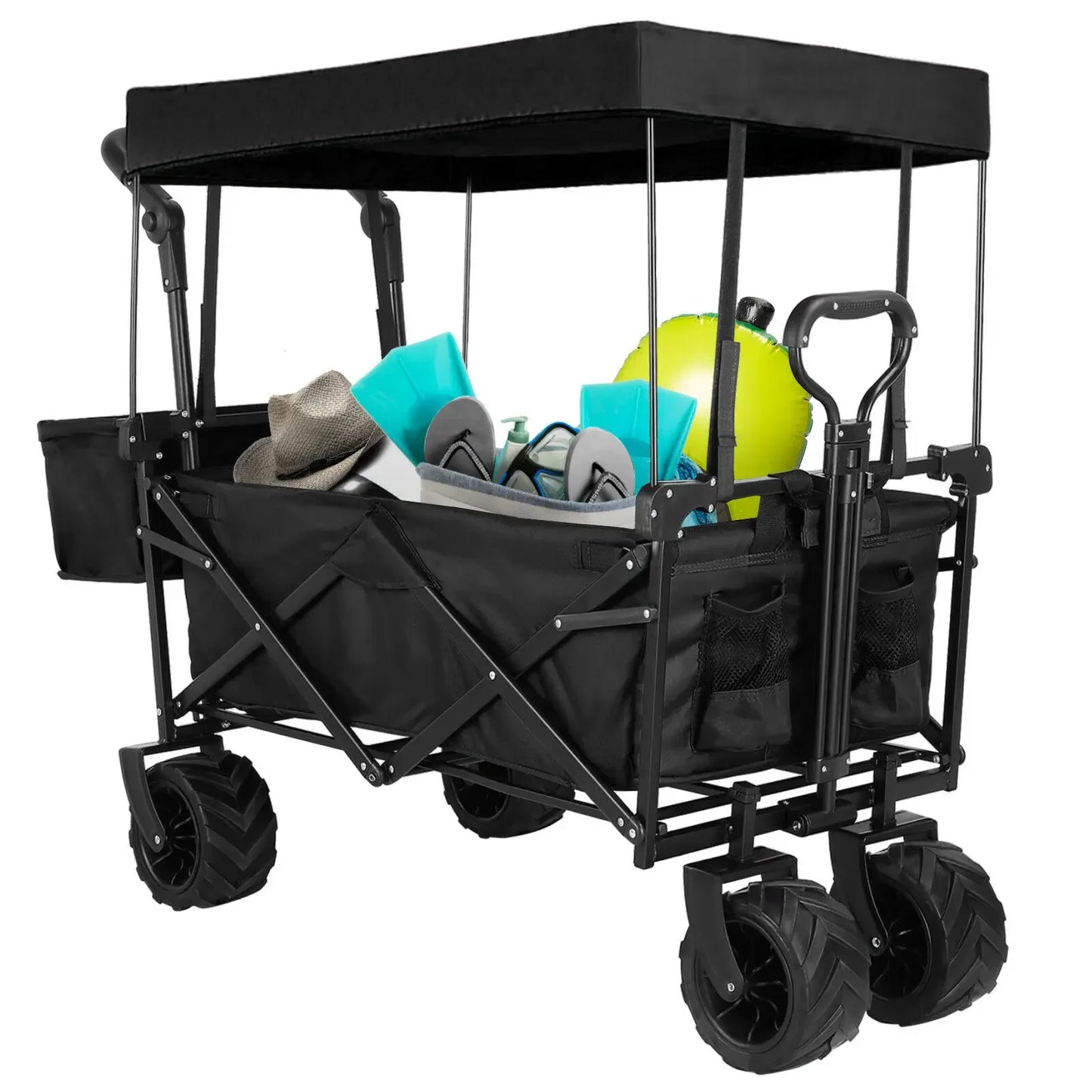 262L Collapsible Garden Cart With Removable Canopy Off Road Wheels