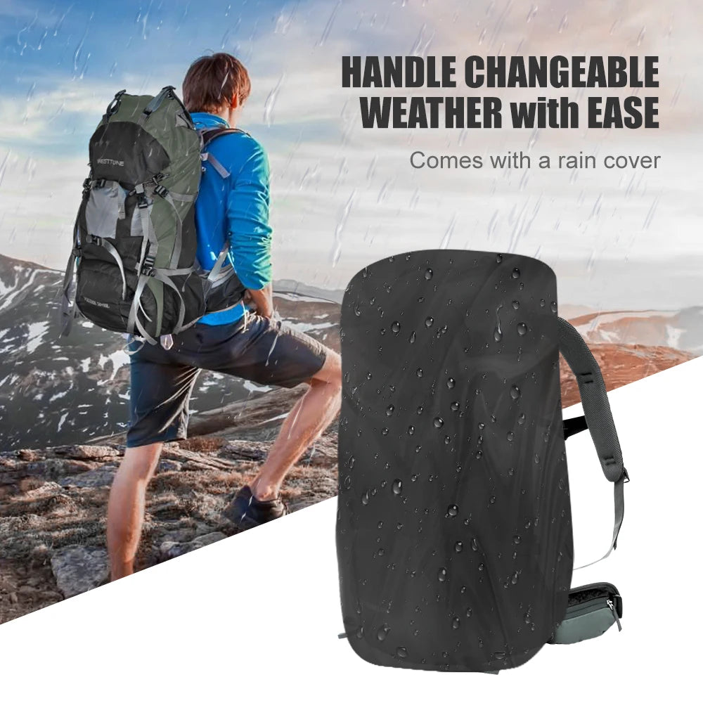 WEST TUNE Explorer Internal Frame Backpack With Rain Cover
