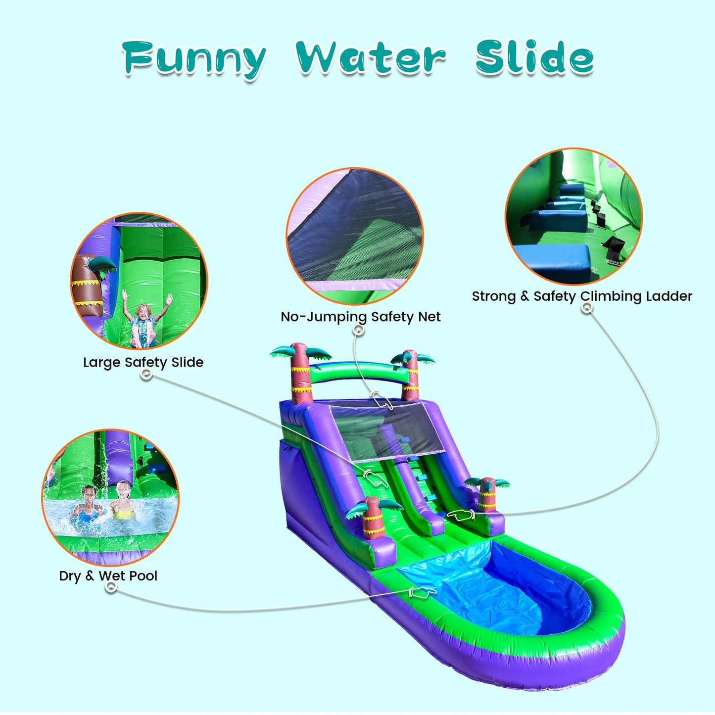 RTS Inflatable PVC Bounce House Tropical Water Slide