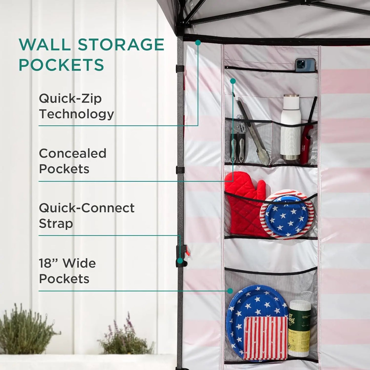 Feature Easy Pop Up Canopy With Side Wall American Flag