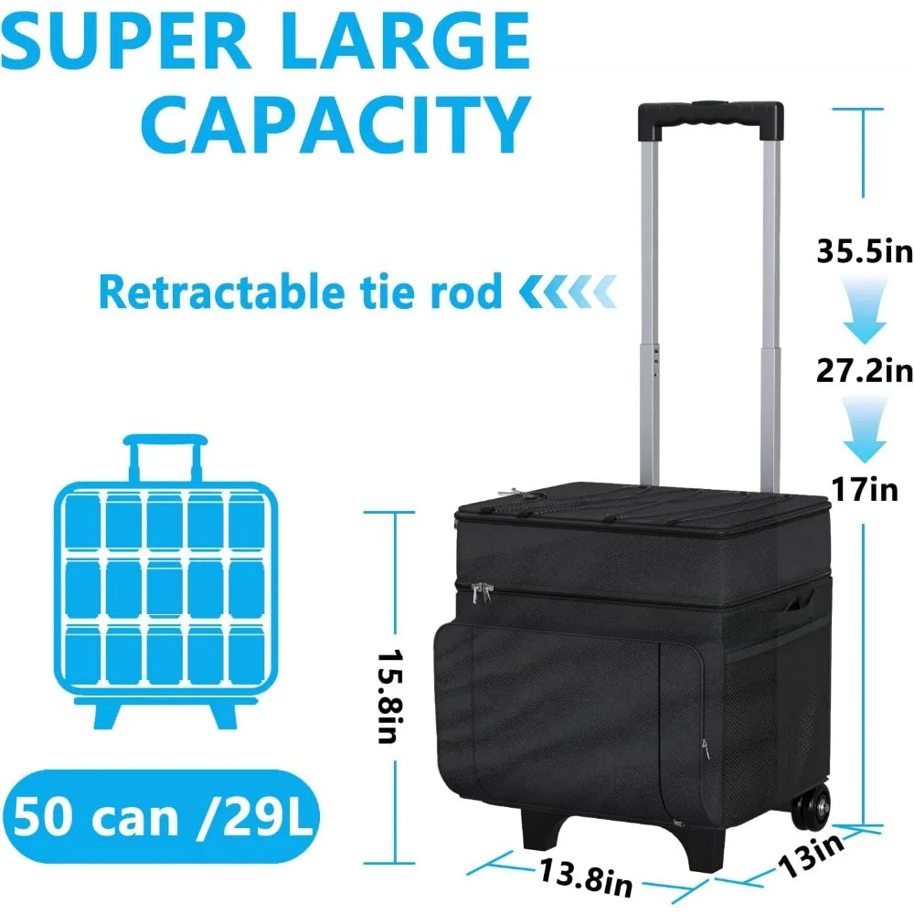 Rolling Cooler with Wheels and Handle 29L Insulated