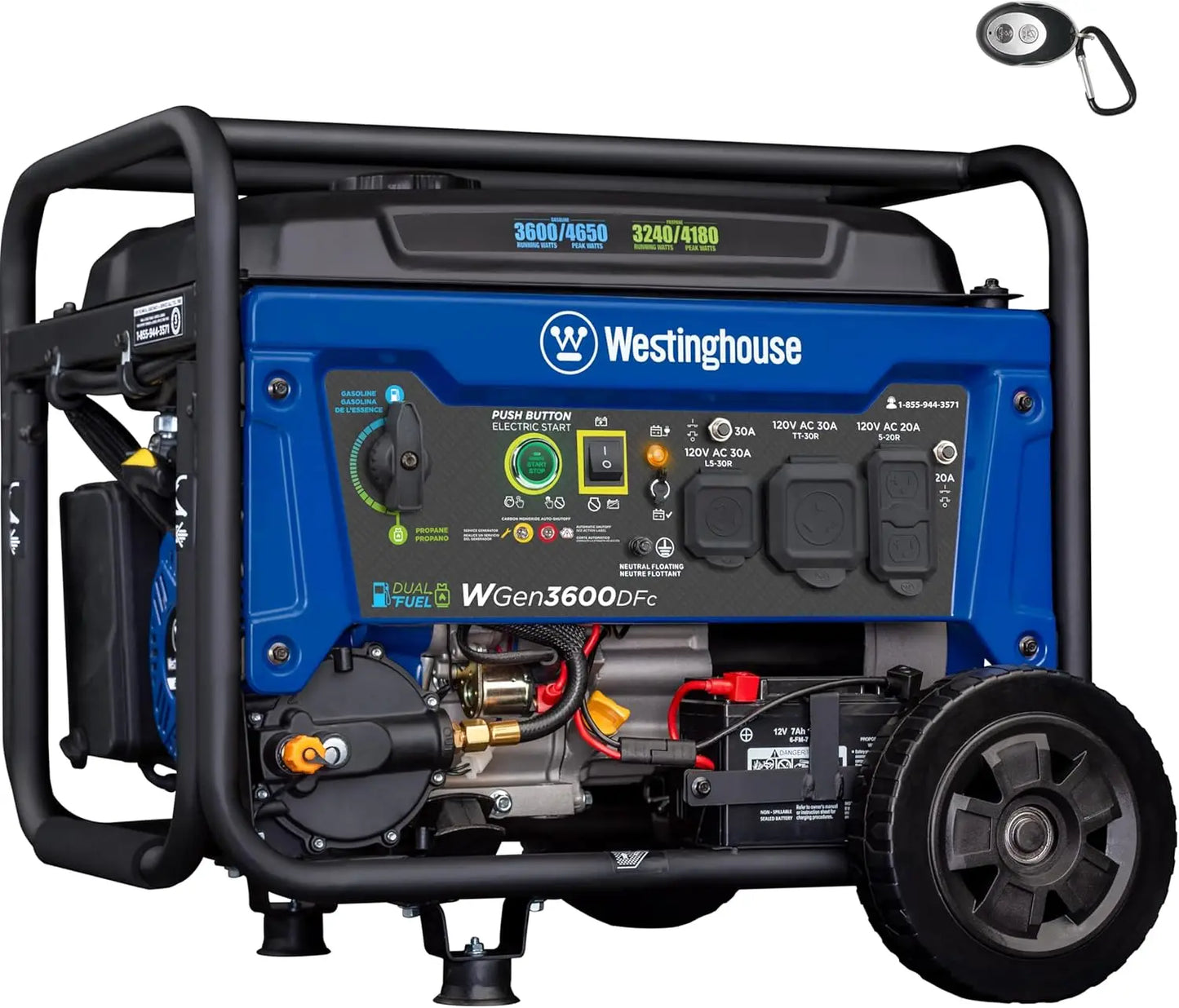 Dual Fuel Portable Generator 4650W Remote Start For RV Use