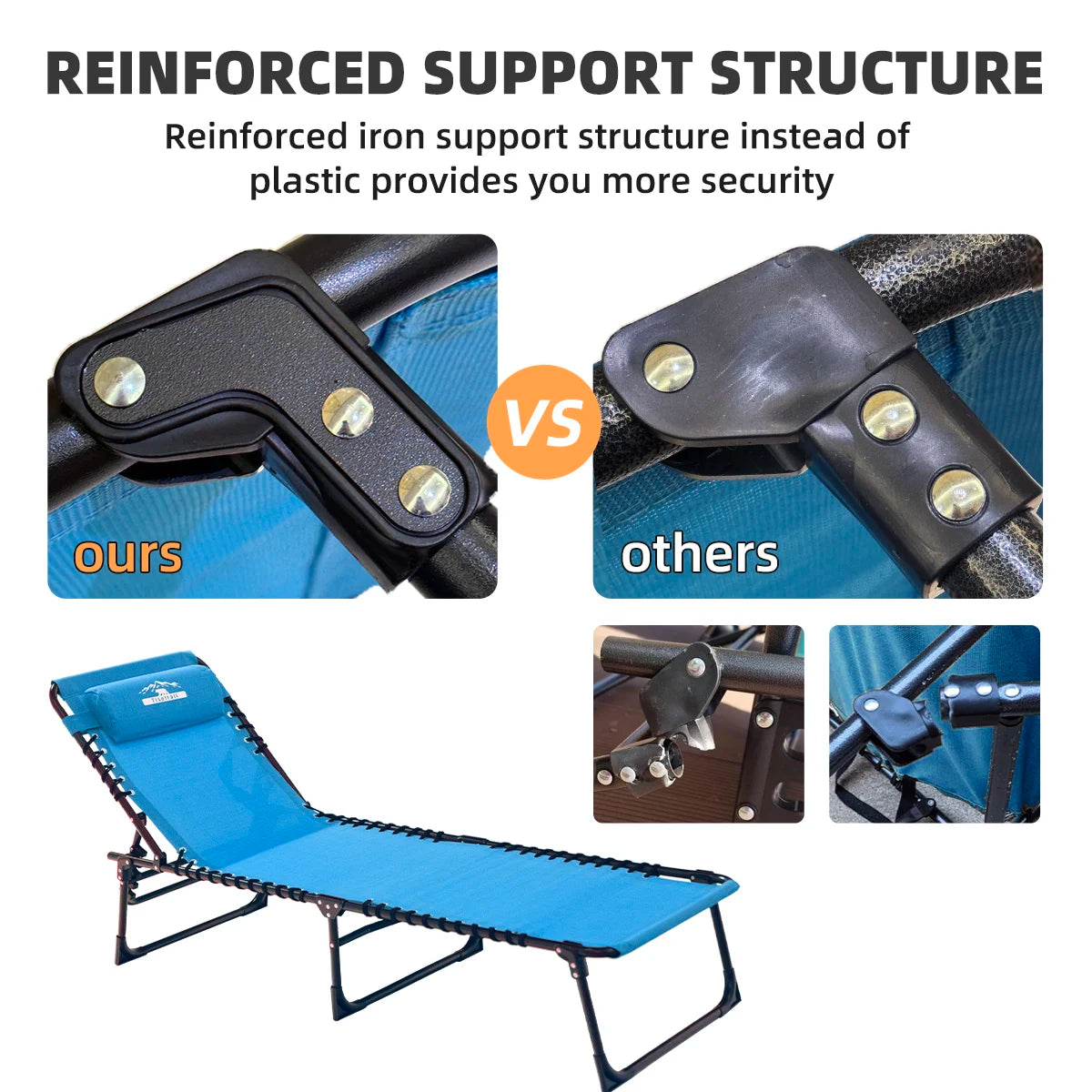 Tisetrail 2Pack Folding Chaise Lounges Sun Lounger Set