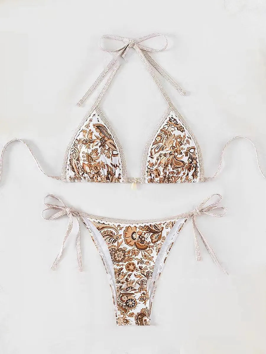 Yozihis Halter String Triangle Two Piece Bikini Swimwear