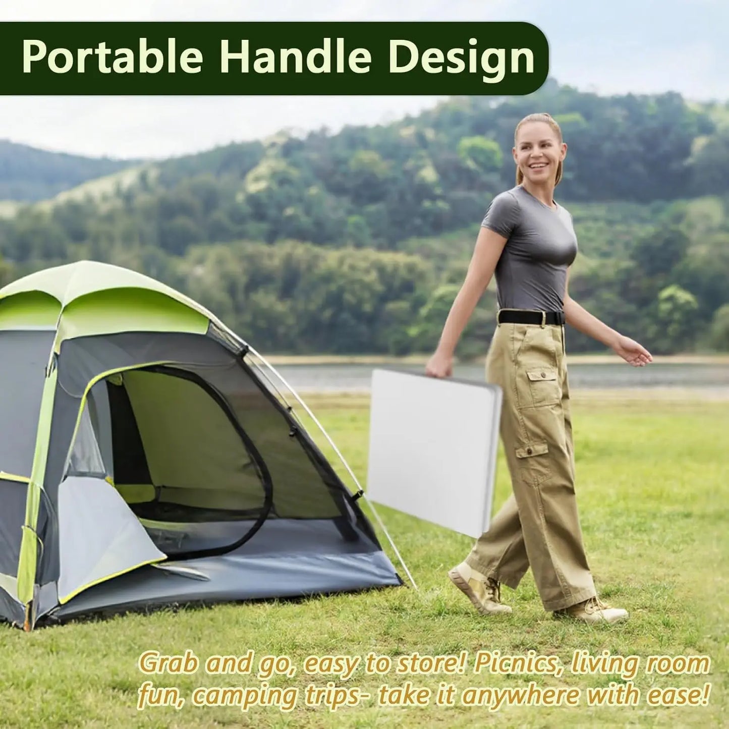 Heavy Duty Folding Table With Adjustable Height For Indoor Outdoor Use