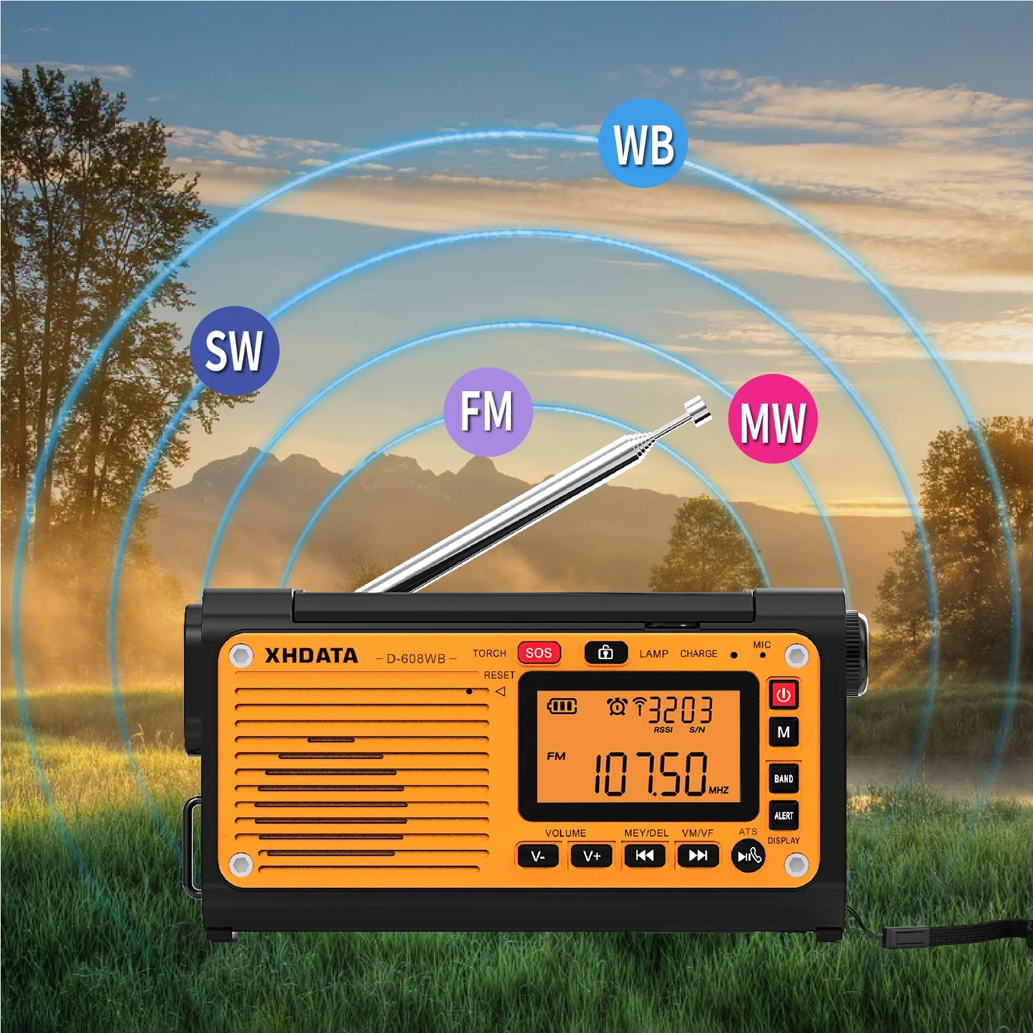XHDATA D 608WB Emergency Crank Weather Radio FM AM NOAA
