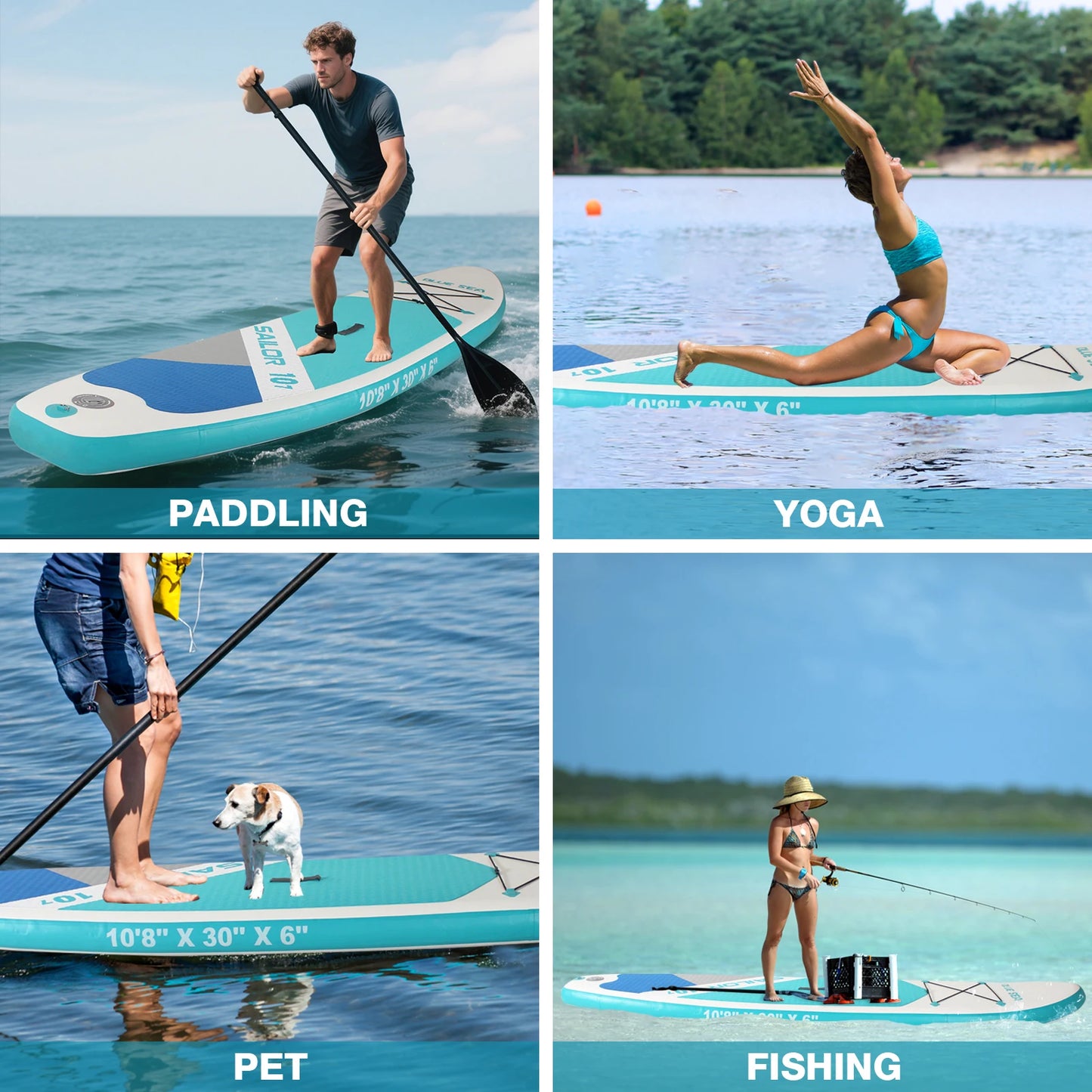 CADALENE Inflatable Stand Up Paddle Board Eco PVC Non Slip