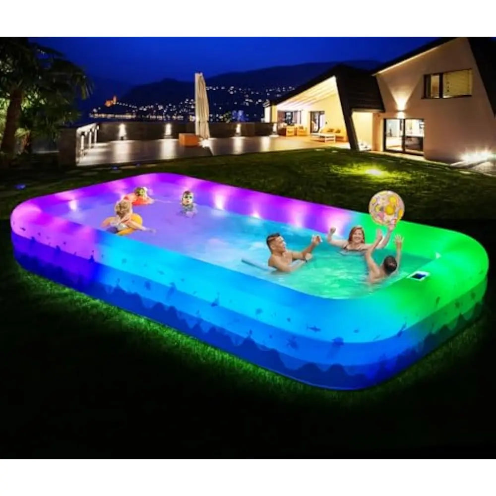 Inflatable Pool With Lights For Adults 744 Gallons PVC With Seats And Backrest Outdoor Fun