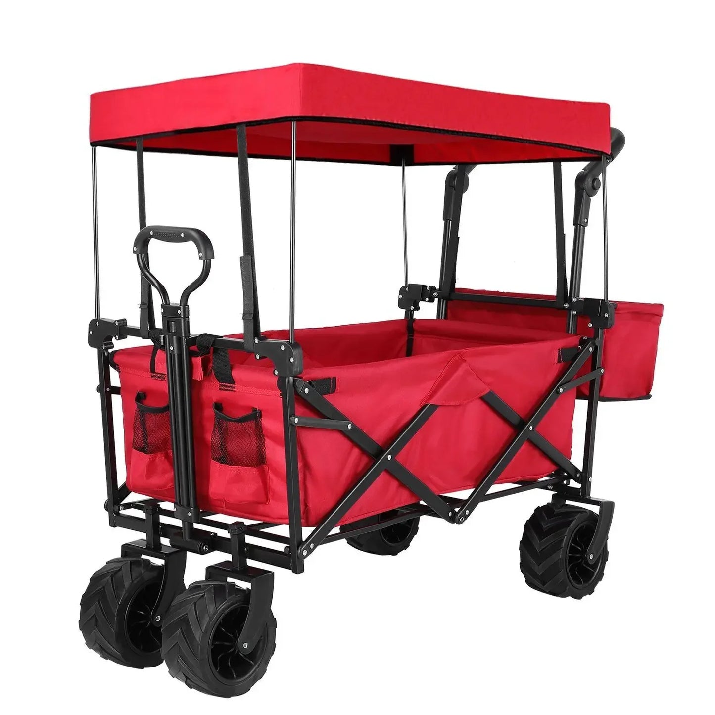 262L Collapsible Garden Cart With Removable Canopy Off Road Wheels
