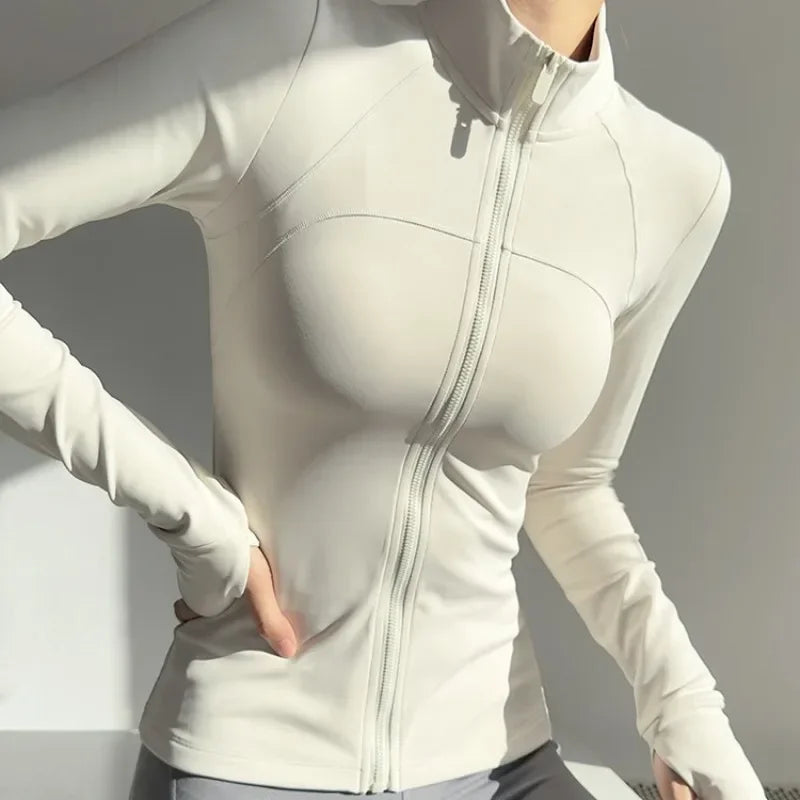 Women Zip Fitness Jacket Long Sleeve Quick Dry Yoga Top