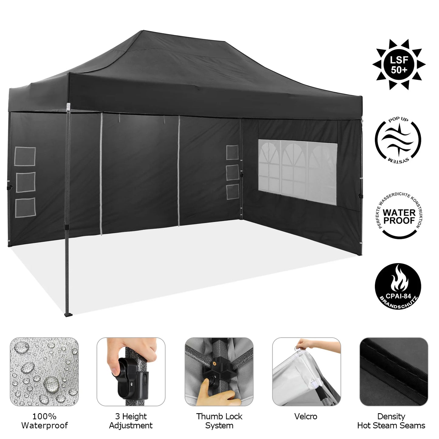 COBIZI Heavy Duty Pop Up Canopy Tent With Four Sidewalls For All Season Outdoor Weddings Gazebo