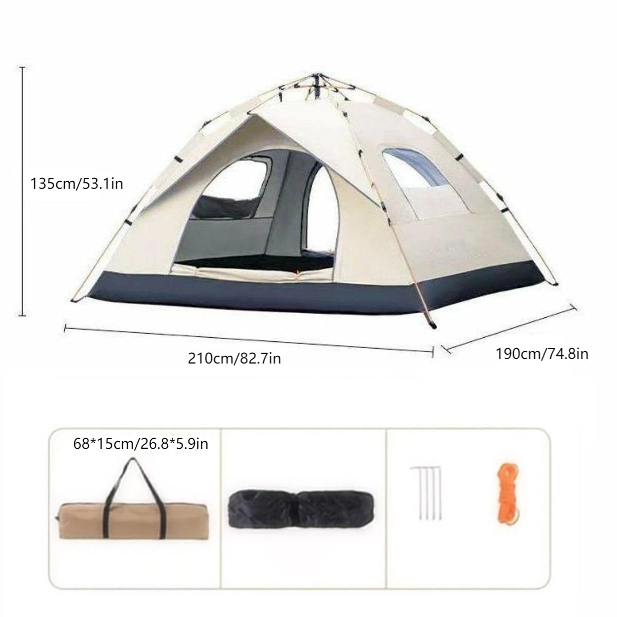 Pakicetus Outdoor Shelter Sunshade Camping Tent With Two Doors