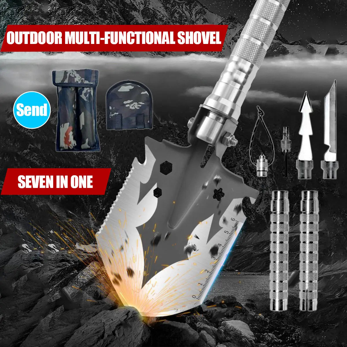 Skywolfeye Multi Tool Folding Shovel for Outdoor Survival
