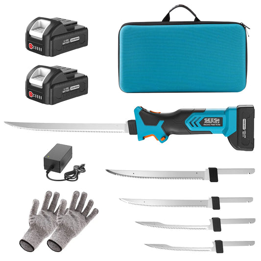 Seesii Electric Fillet Knife Cordless With Dual 2000mAh Batteries