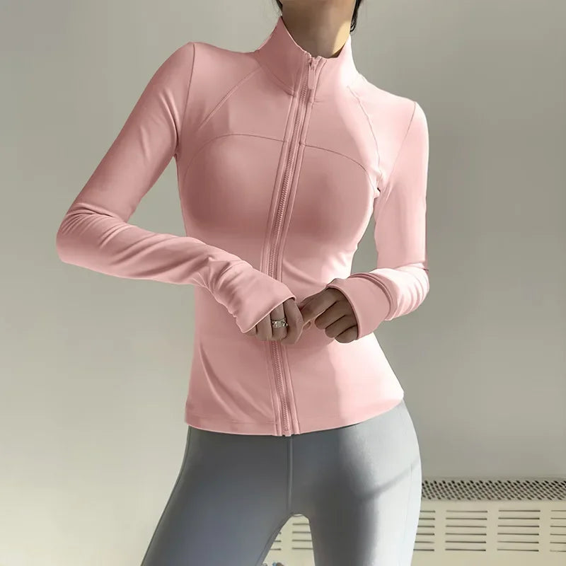 Women Zip Fitness Jacket Long Sleeve Quick Dry Yoga Top