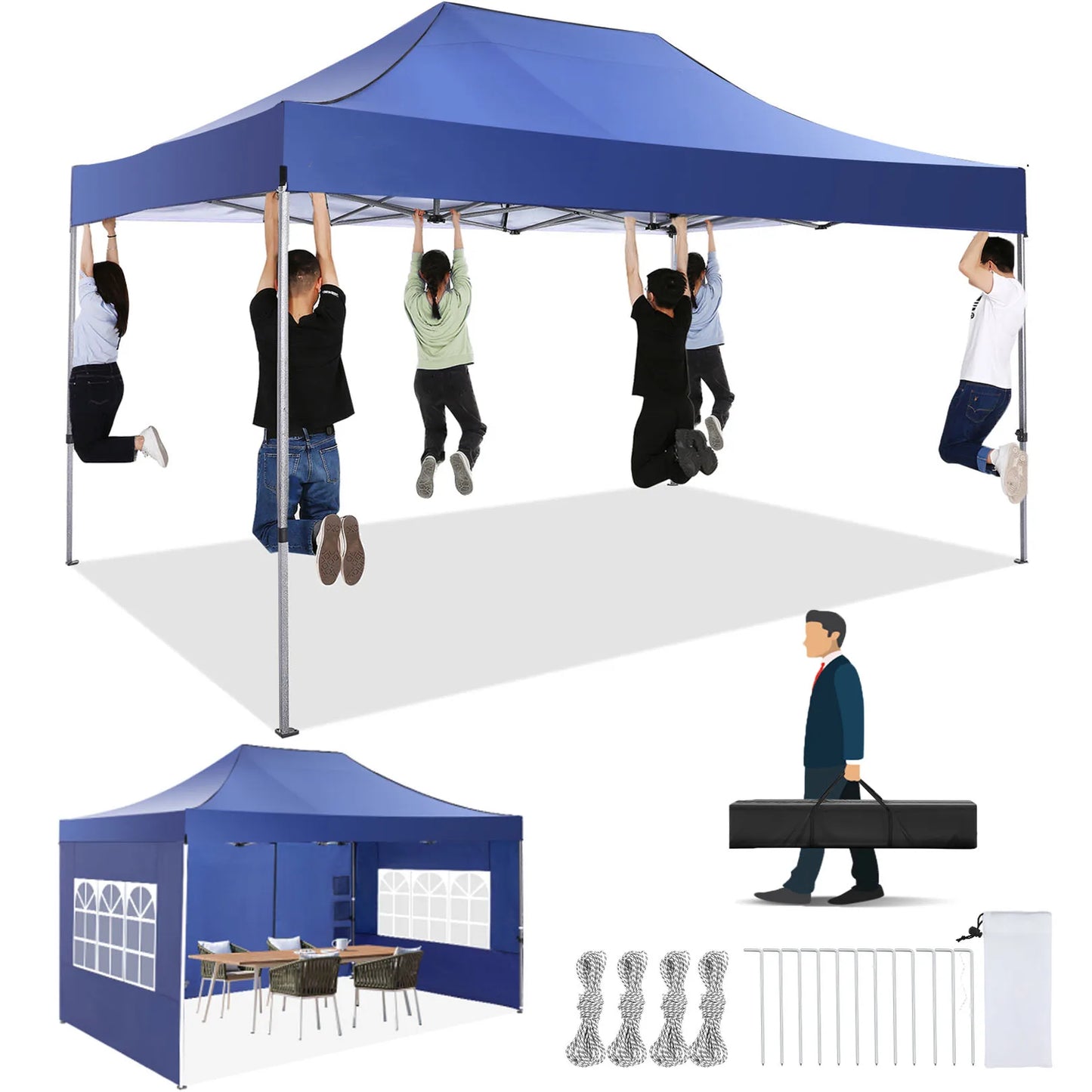 COBIZI Heavy Duty Pop Up Canopy Tent With Four Sidewalls For All Season Outdoor Weddings Gazebo